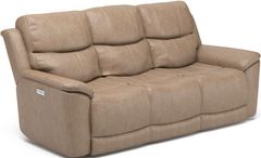Flexsteel® Cade Beige Power Reclining Sofa with Power Headrests and Lumbar