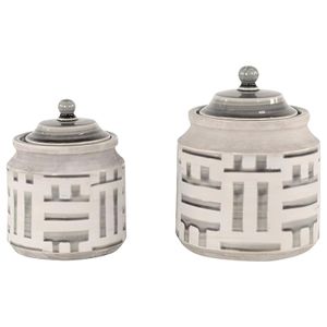 Uma Home Gray Ceramic Country Jars (Set of 2)