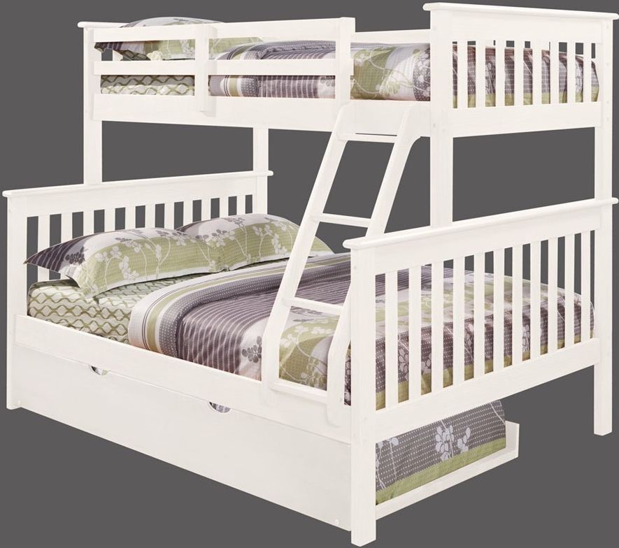 Donco Trading Company White Twin/Full Mission Bunk Bed With Trundle
