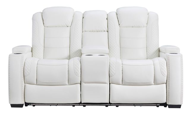 Signature Design by Ashley® Party Time White Power Reclining Loveseat 1