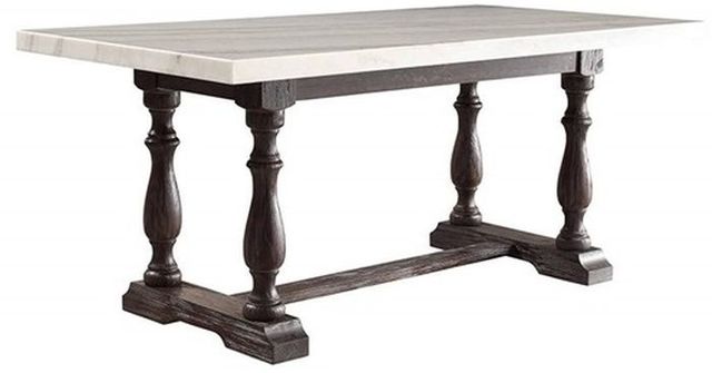 ACME Furniture Gerardo Weathered Espresso Dining Table with White Marble Top
