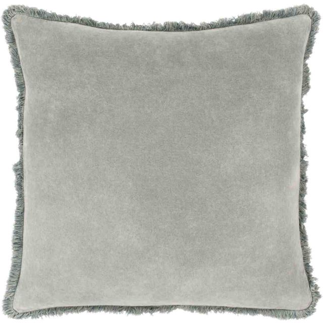 Surya Washed Cotton Velvet Sea Foam 22"x22" Pillow Shell with Down Insert-0