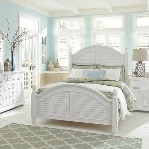 Liberty Summer House l Bedroom King Poster Bed, Dresser, Mirror and Night Stand Collection