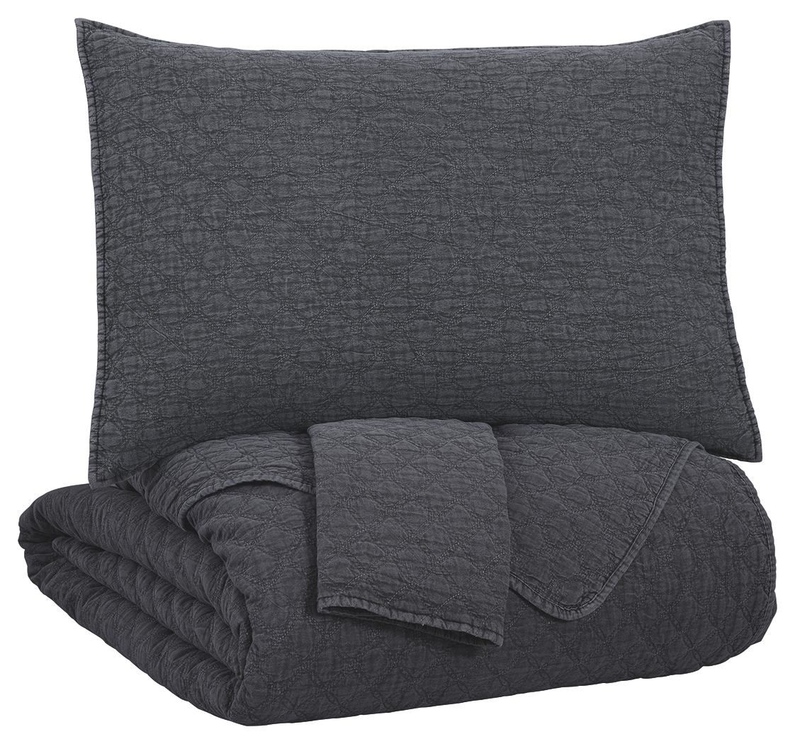 Signature Design by Ashley® Ryter 3 Piece Charcoal King Coverlet Set