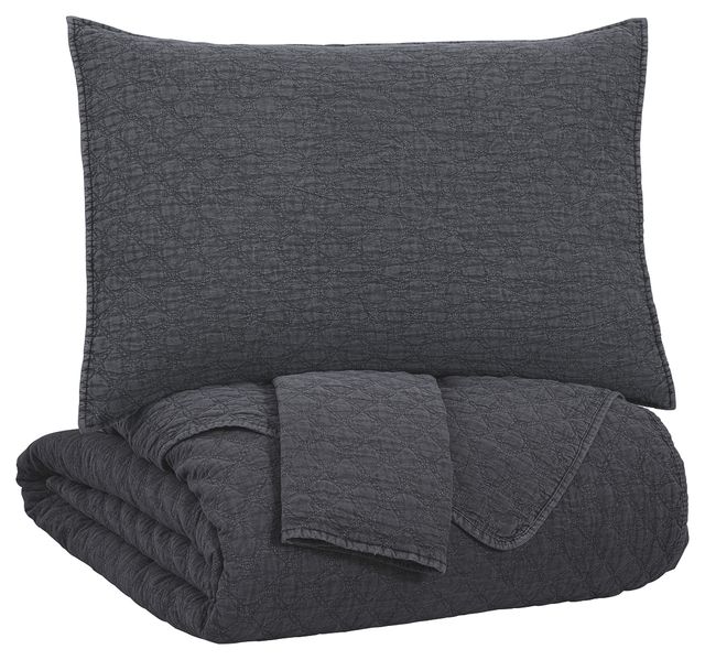 Signature Design by Ashley® Ryter 3-Piece Charcoal Queen Coverlet Set