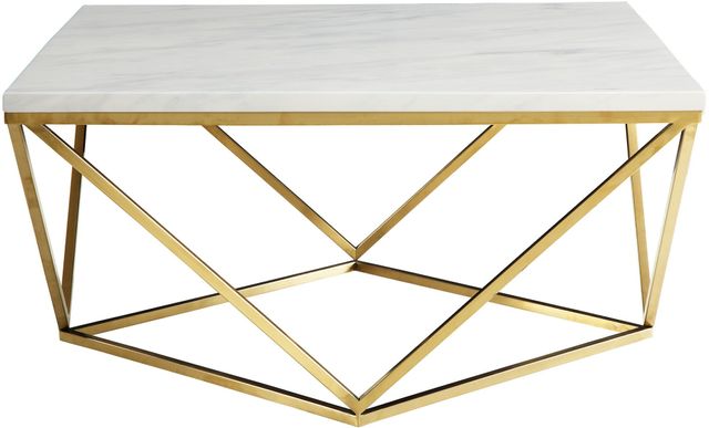 Coaster® White And Gold Square Coffee Table-0