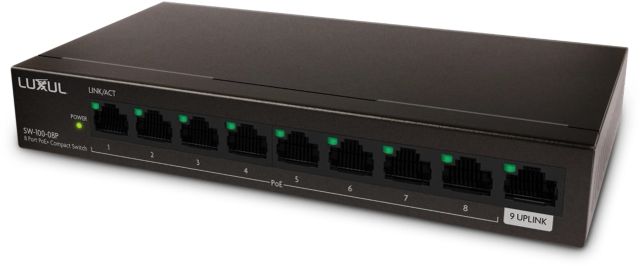 Luxul 8 Port Unmanaged PoE+ Switch 0