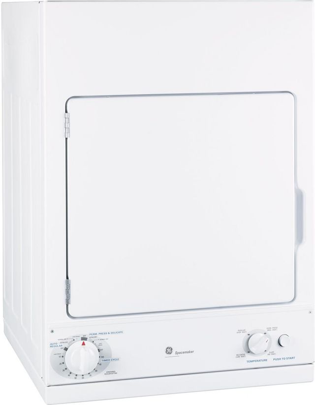 GE® Spacemaker® 3.6 Cu. Ft. White Front Load Electric Dryer-DSKS433EBWW-0