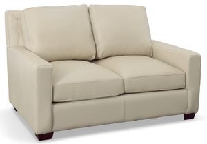 USA Premium Leather Furniture 6350 Pebble Bone All Leather Loveseat