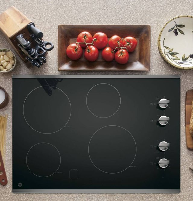 GE® 30" Stainless Steel on Black Electronic Cooktop-3