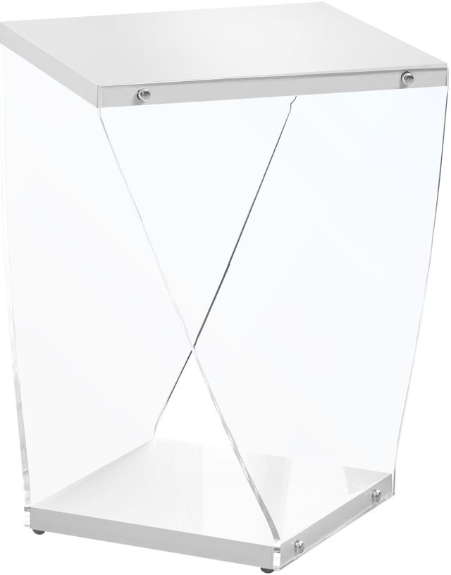 Monarch Specialties Inc. Glossy White 22" Acrylic Side Table