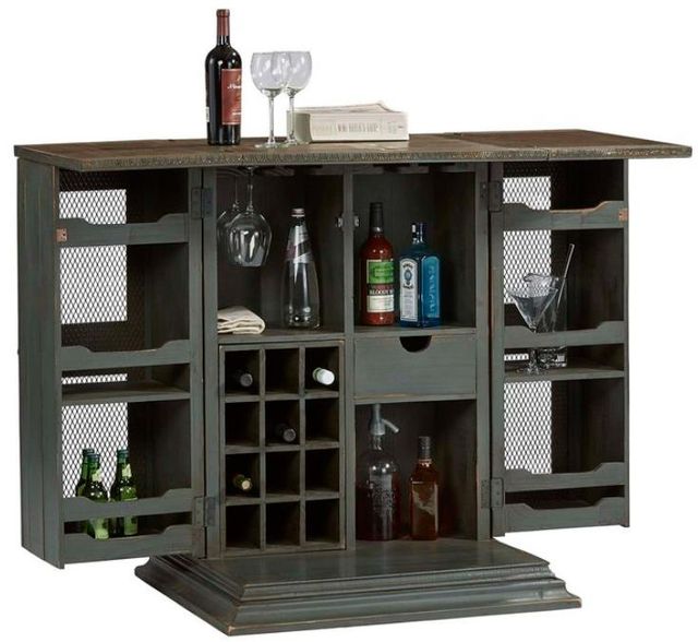 Progressive® Furniture Sangria Dark Pine/Slate Gray Bar Cabinet-1