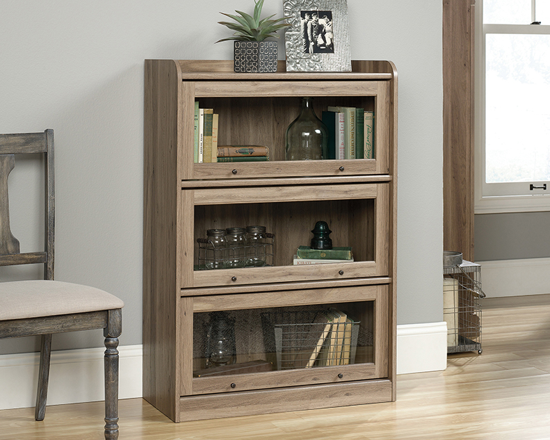 sauder barrister bookcase with glass doors