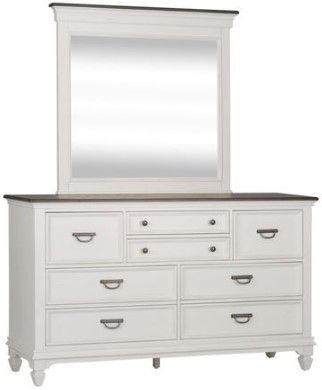 Liberty Allyson Park Wire Brushed White Dresser with Crown Mirror