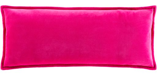 Surya Cotton Velvet Bright Pink 12"x30" Toss Pillow with Polyester Insert-0