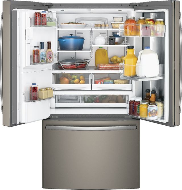 GE® 27.8 Cu. Ft. French Door Refrigerator-Black Stainless Steel 24