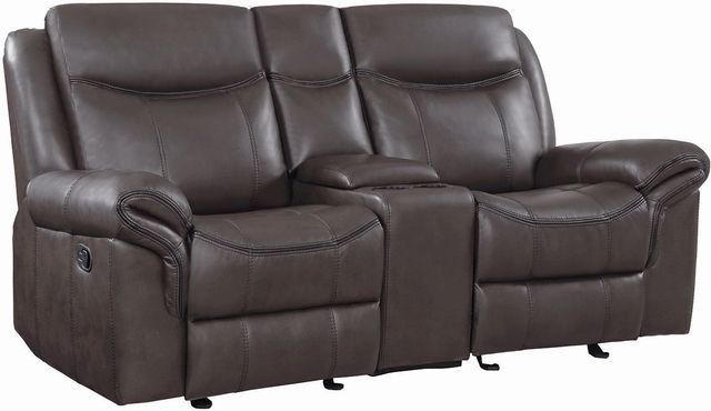 Coaster® Sawyer Cocoa Reclining Glider Loveseat with Console 0