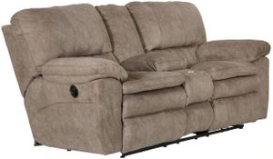 Catnapper® Reyes Portabella Power Reclining Lay Flat Console Loveseat with Storage and Cupholders