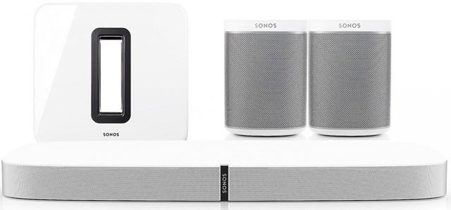 Sonos® White 5.1 Surround Set with Playbar and Play:1-0