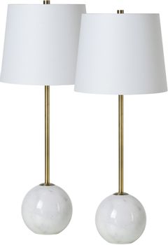 Renwil® Naomi 2-Piece Antique Brass/Natural White/Off-White Table Lamp Set