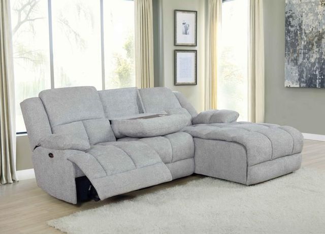 Coaster® 3-Piece Light Gray Power Reclining Sectional with Chaise 1