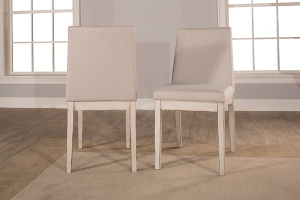 Hillsdale Furniture Clarion Sea White Set of 2 Upholstered Dining Chairs