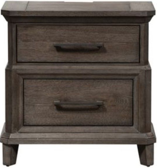 Liberty Artisan Prairie Gray Dusty Wax Nightstand With Charging Station-1