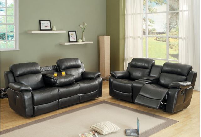 Homelegance® Marille Black Double Reclining Glider Loveseat with Center Console 3
