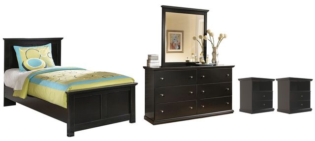 Signature Design by Ashley® Maribel 5-Piece Black Twin Youth Storage Panel Bed Set