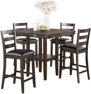 Crown Mark Tahoe 5-Piece Black/Brown Counter Height Dining Set