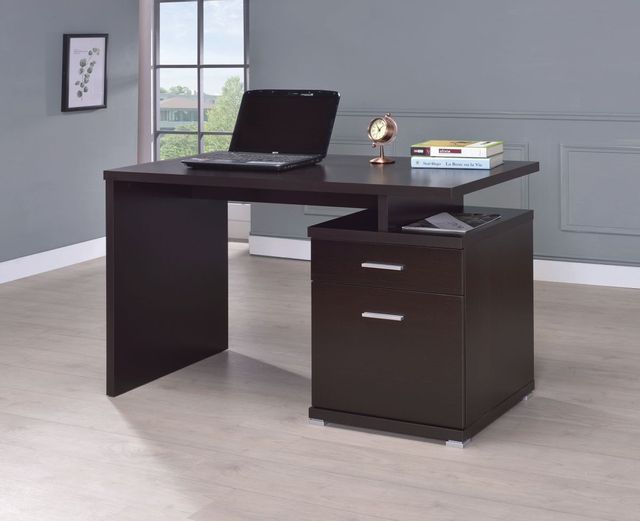 Coaster® Irving Cappuccino 2-Drawer Office Desk With Cabinet 4