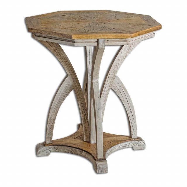 Uttermost® Ranen Golden Mango Side Table with Aged White Base-0