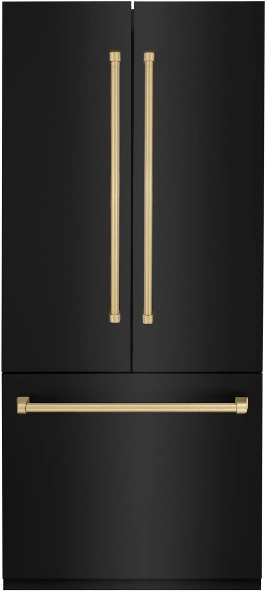 ZLINE Autograph Edition 19.6 Cu. Ft. Black Stainless Steel Built In Counter Depth French Door Refrigerator 