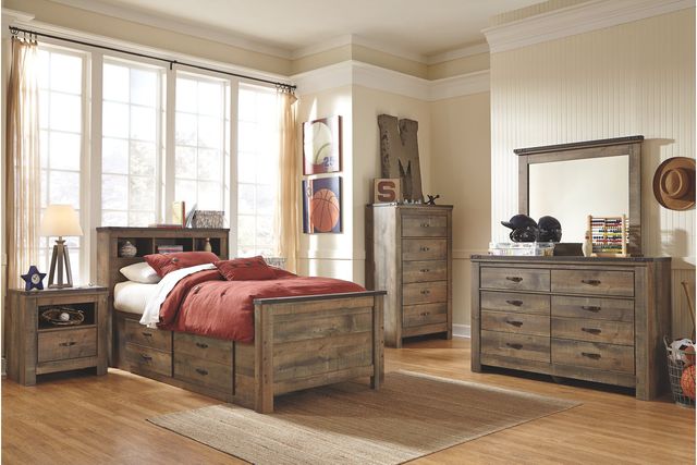 Signature Design by Ashley® Trinell Rustic Brown Full Bookcase Bed with with 2 Storage Drawers 6