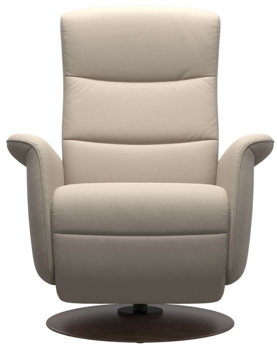 Stressless® by Ekornes® Mike Small All Leather Fog Power Swivel Recliner Chair-1