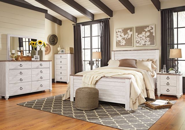 Signature Design by Ashley® Willowton White Wash California King Panel Bed-2