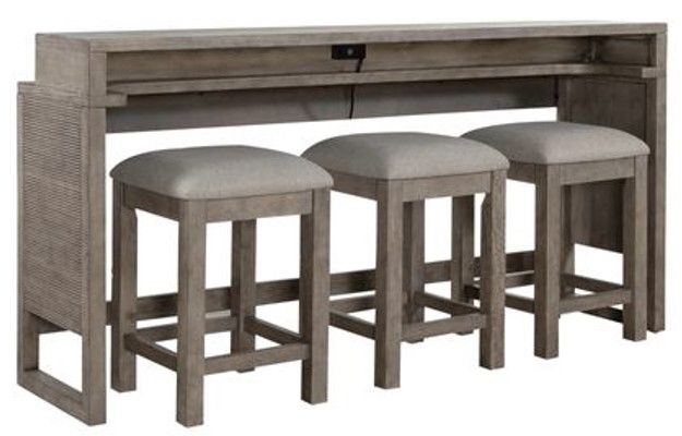 Liberty Bartlett Field 4-Piece Dusty Taupe Console Bar Table and Stool Set