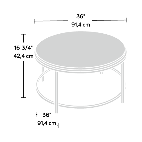 Sauder International Lux Modern Round Coffee Table, Deco Stone Finish 