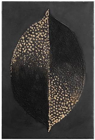 Olliix by Madison Park Charcoal Leaf Charcoal/Gold Heavy Textured Canvas with Gold Foil Embellishment