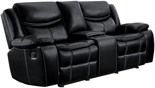 Homelegance® Bastrop Black Double Reclining Glider Loveseat with Center Console