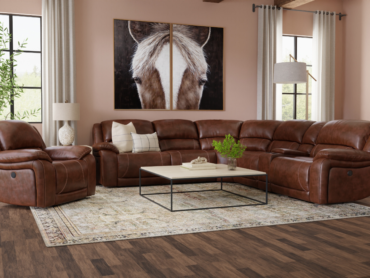 Power on sale leather sectional