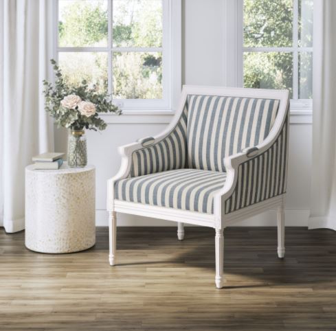 mckenna blue striped accent chair