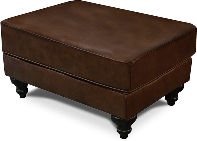 England Furniture Brooks Dark Brown Leather Ottoman-0
