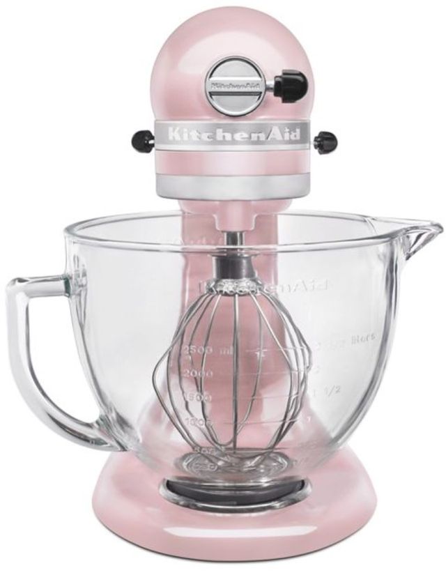 KitchenAid® Artisan® Series 5 Quart Silk Pink Stand Mixer with Glass Bowl 1