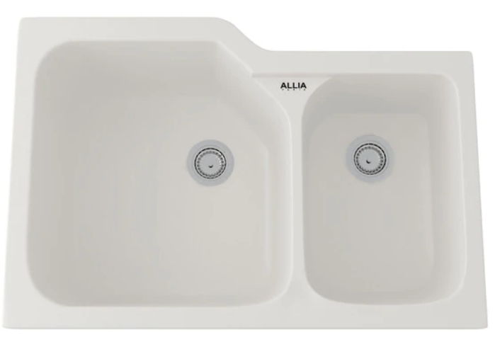 Rohl® Allia Series Pergame Fireclay 2 Bowl Undermount Kitchen Sink