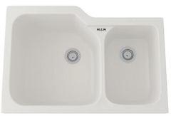 Rohl® Allia Series Pergame Fireclay 2 Bowl Undermount Kitchen Sink