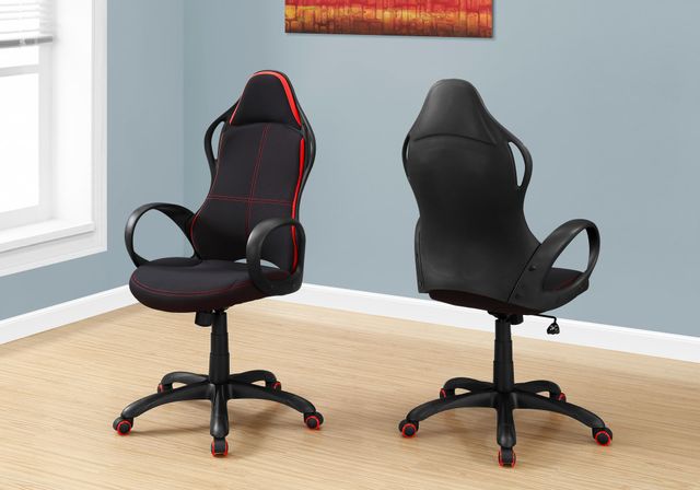 Monarch Specialties Inc. Black and Red Fabric Multi Position Office Chair 8