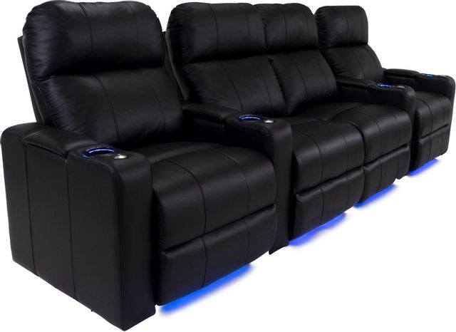 RowOne Prestige Home Entertainment Seating Black 4-Chair Row with Loveseat 2