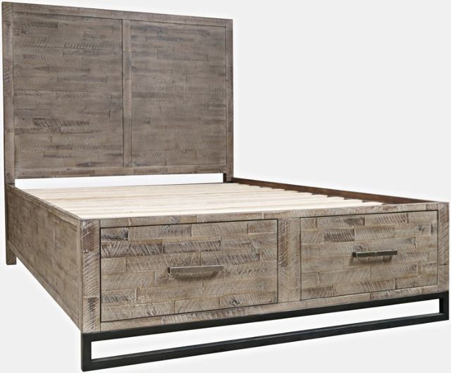 Jofran Inc. East Hampton Distressed Grey King Panel Storage Bed 