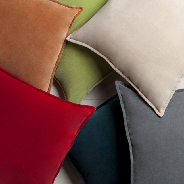 Surya Cotton Velvet Burnt Orange 18"x18" Pillow Shell Polyester Insert-3